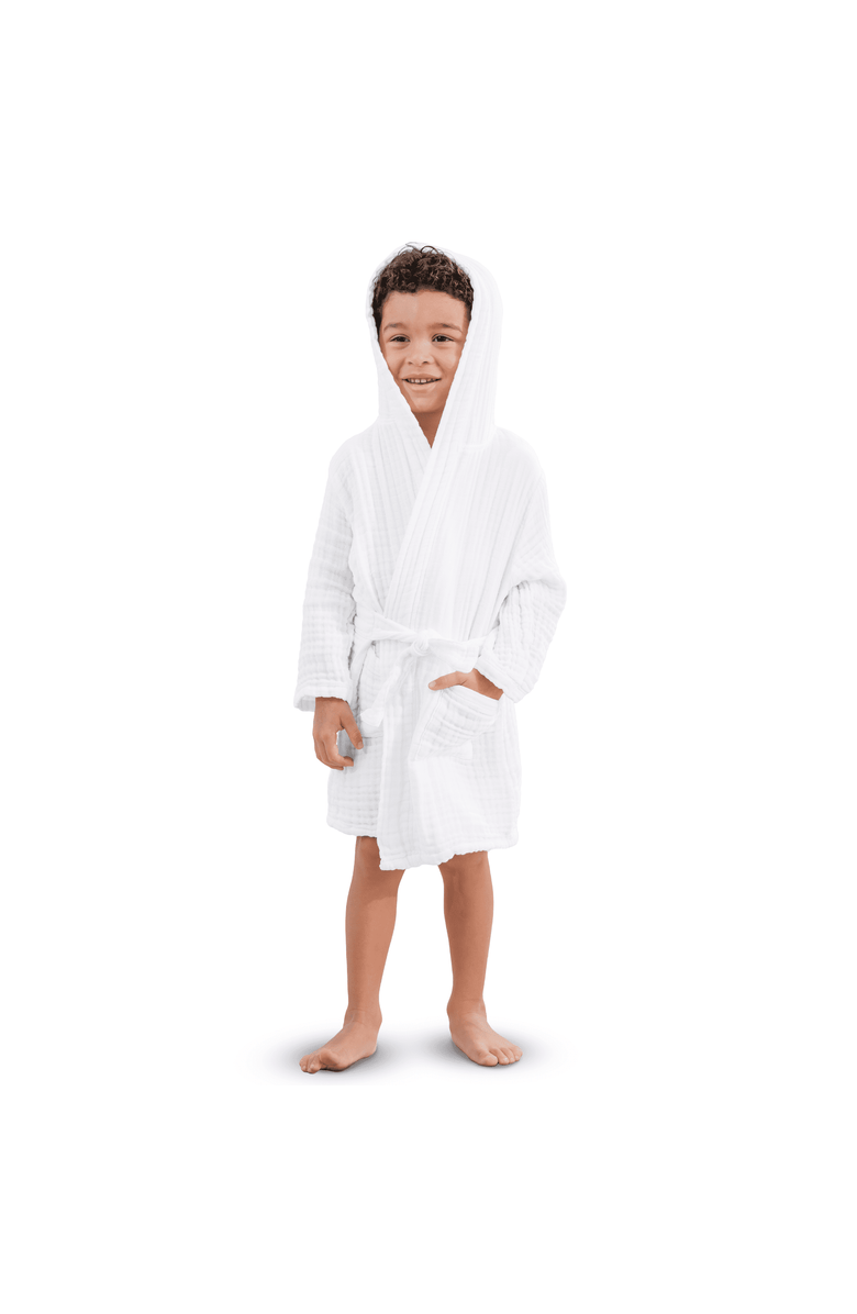 Comfy Cubs Muslin Bath Robe for Baby and Toddler, Alternate, color, White