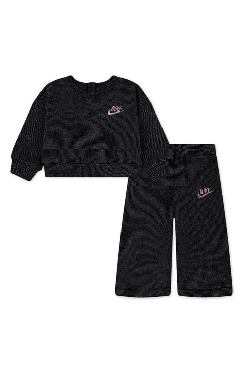 Lurex® Waffle Stitch Sweatshirt & Wide Leg Pants Set (Baby)
