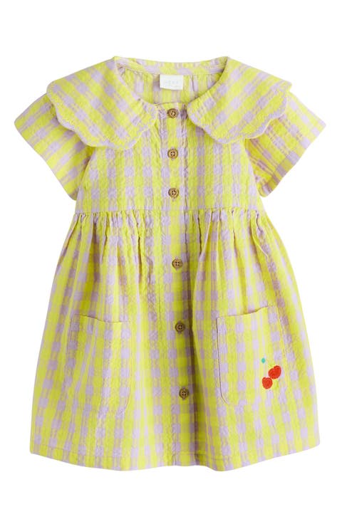 Kids' Scalloped Collar Gingham Seersucker Dress (Toddler & Little Kid)