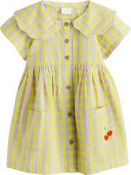 NEXT Kids' Scalloped Collar Gingham Seersucker Dress