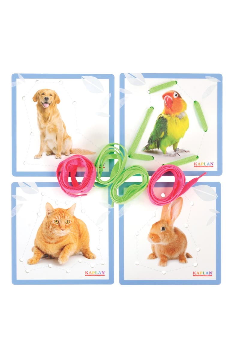 Kaplan Early Learning Company Animal Lacing Boards - Set of 12, Alternate, color, Multicolored