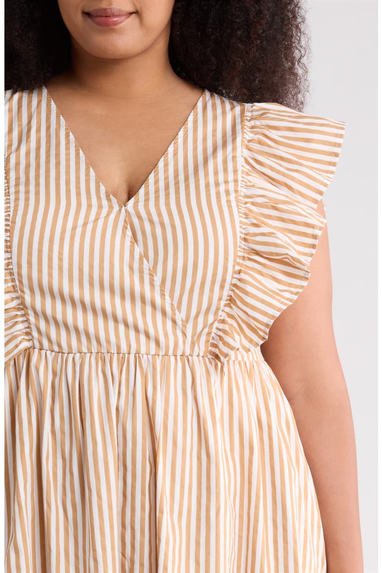 Luna Striped Fairness Midi Dress, Alternate, color, TAUPE-MULT