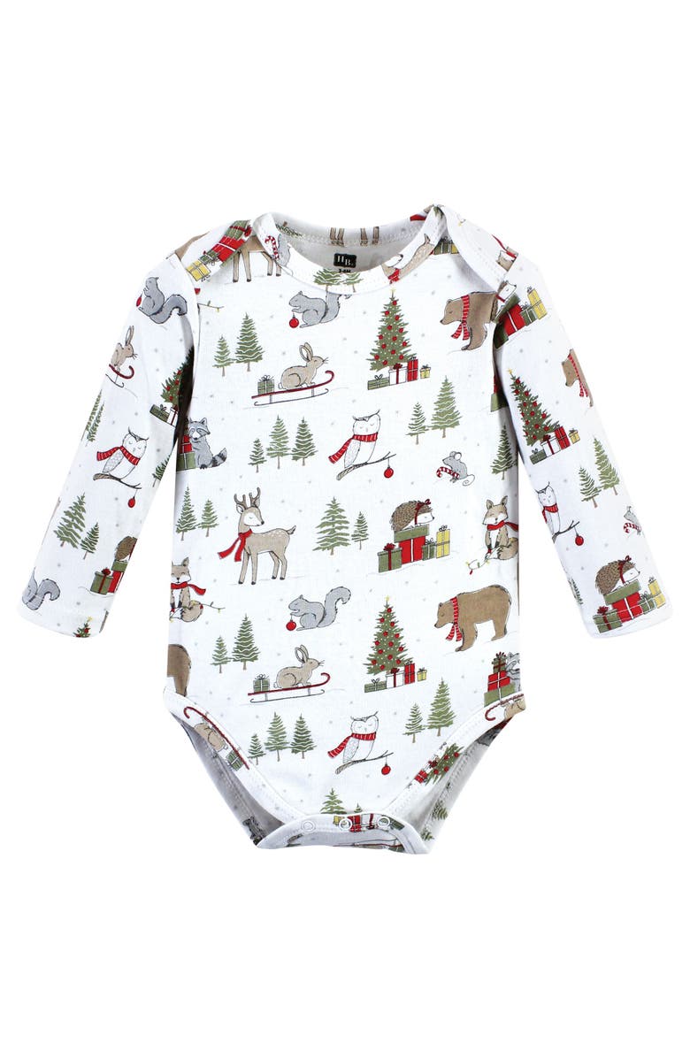 Hudson Baby Everyday Long-Sleeve Cotton All-in-Ones, Alternate, color, Christmas Forest 3-Pack