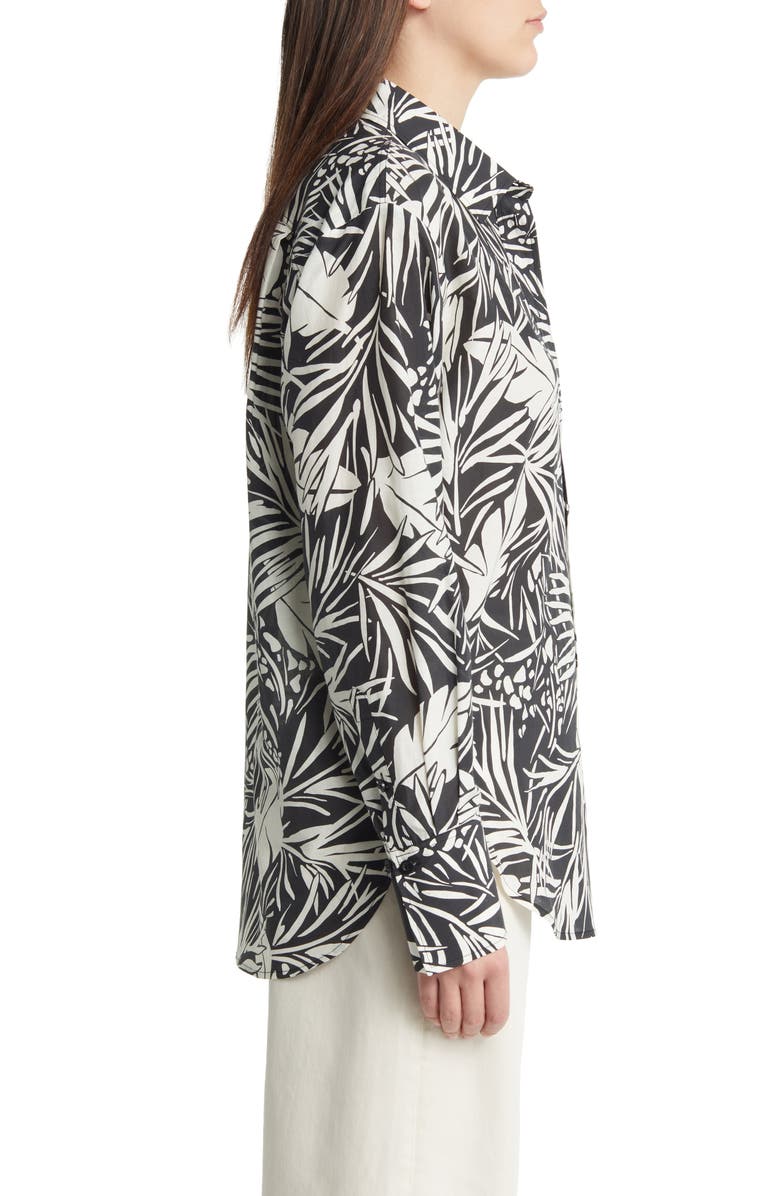 FRAME The Oversize Palm Print Cotton & Silk Button-Up Shirt, Alternate, color, Noir Multi