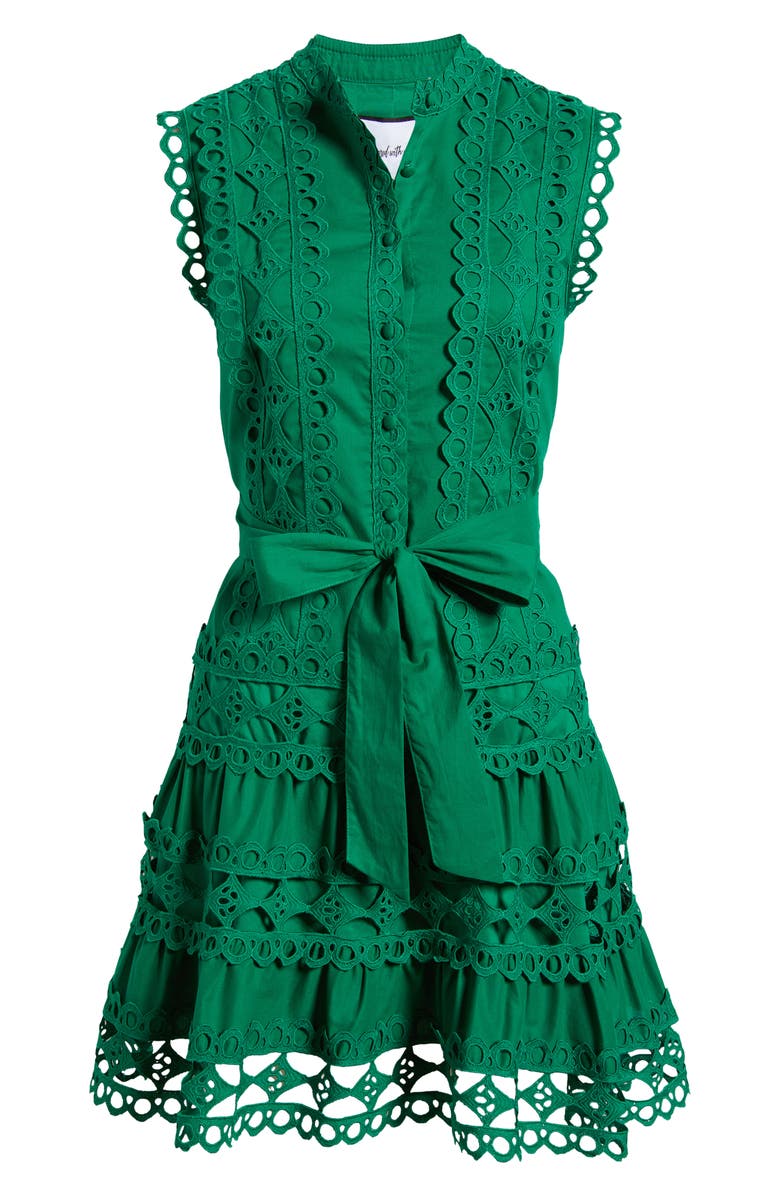 LAYERED WITH LOVE 'Lil Lindsey Cotton Lace Minidress, Alternate, color, Kelly Green