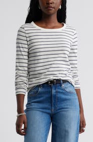 Caslon® Long Sleeve Slub Crewneck T-Shirt