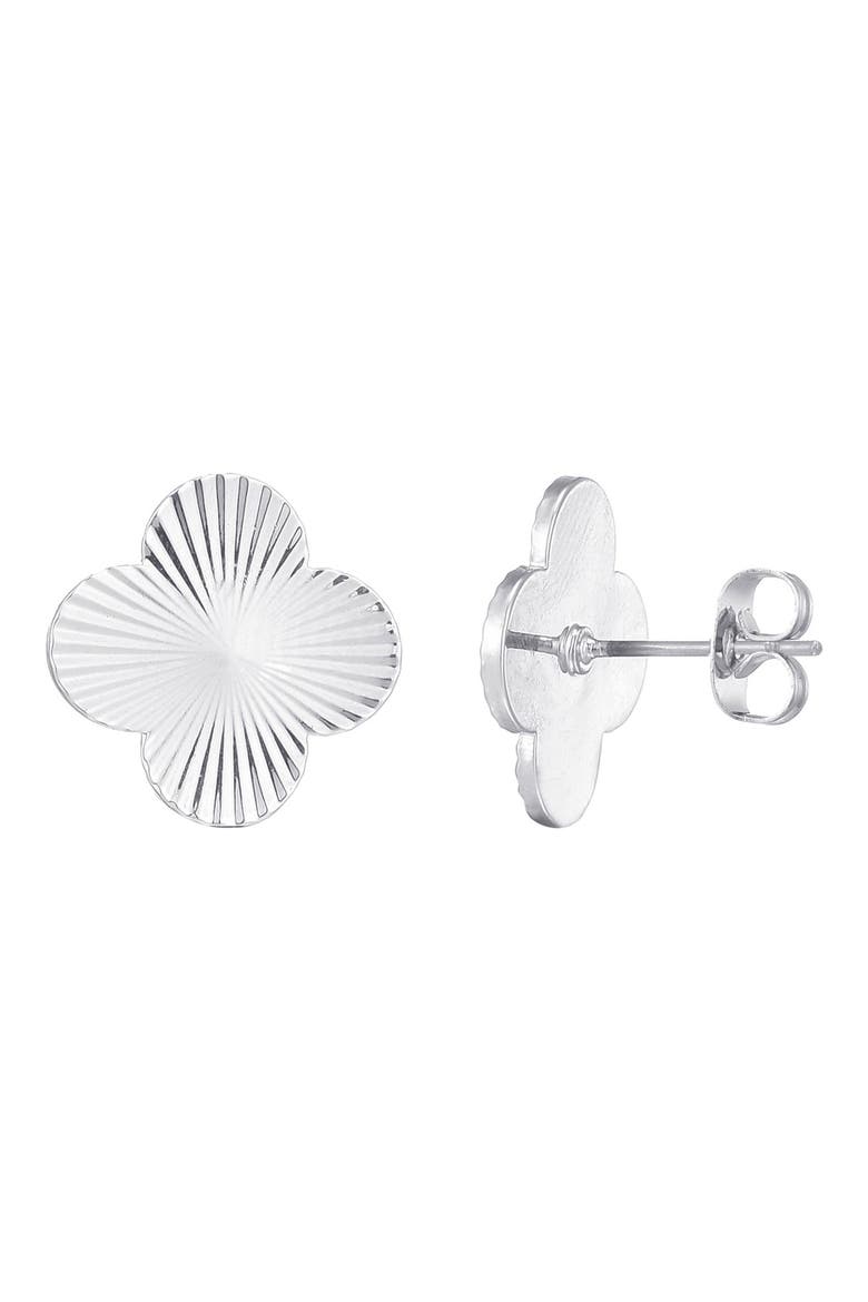Prismatic Clover Stud Earrings, Alternate, color, SILVER