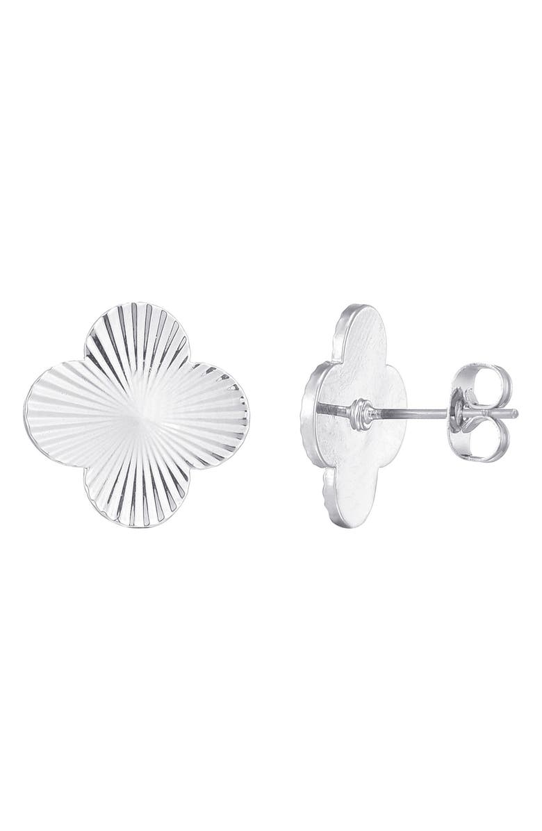 Adornia Prismatic Clover Stud Earrings, Alternate, color, Silver