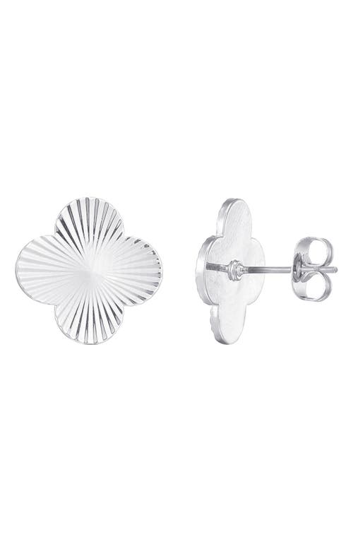 Adornia Silver Plated Prismatic Clover Stud Earrings In Silver