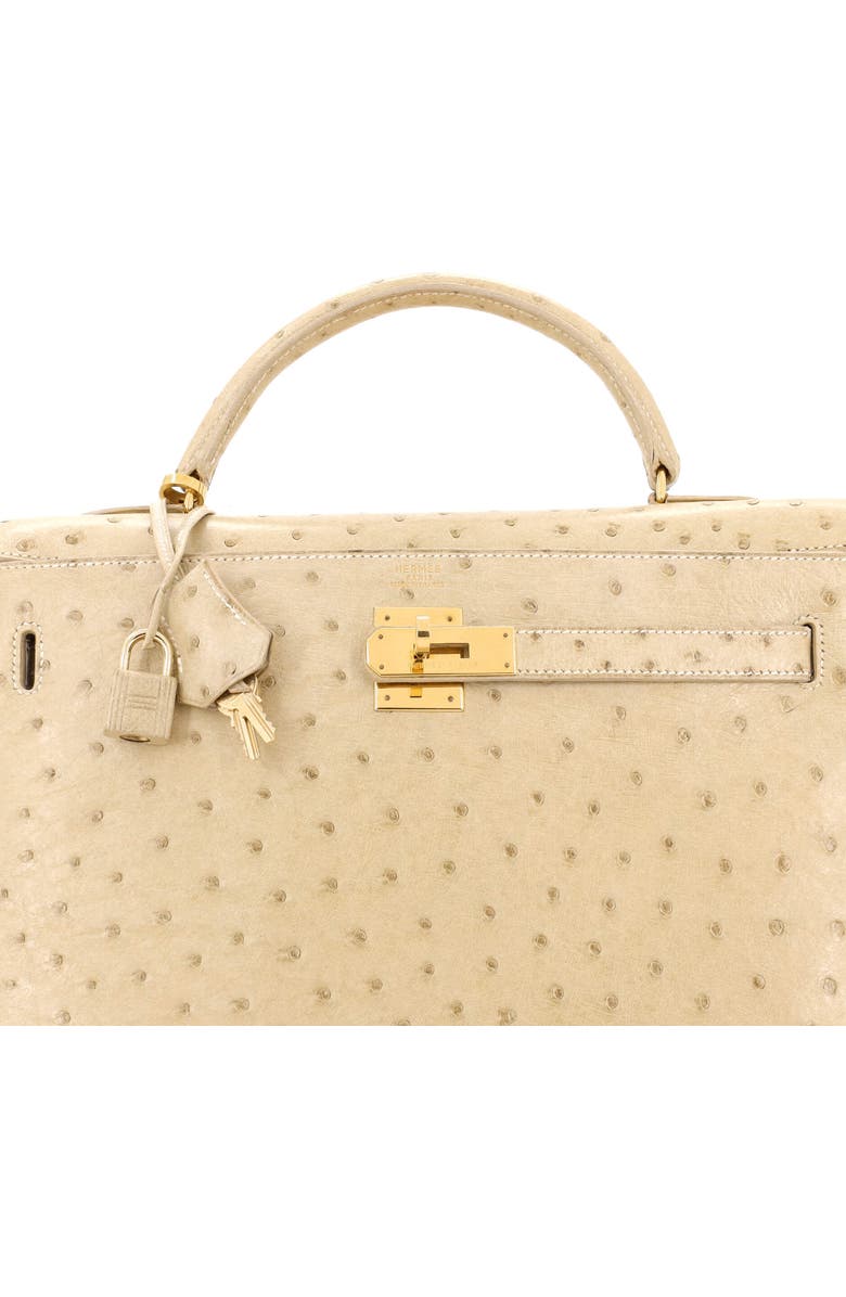 Pre-Owned Hermes Kelly Handbag Light Ostrich with Gold Hardware 32, Alternate, color,