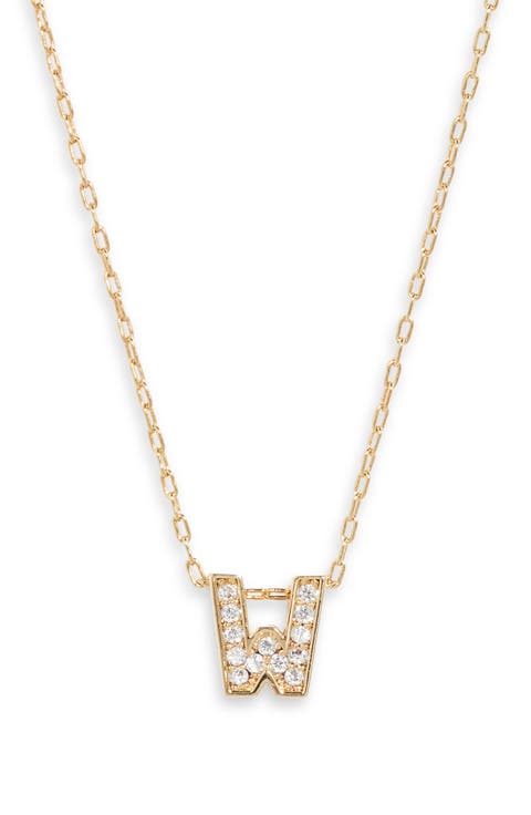 Pavé Cubic Zirconia Initial Necklace
