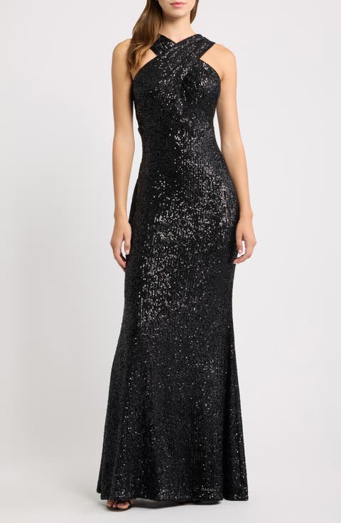 Sequin Halter Neck Mermaid Gown