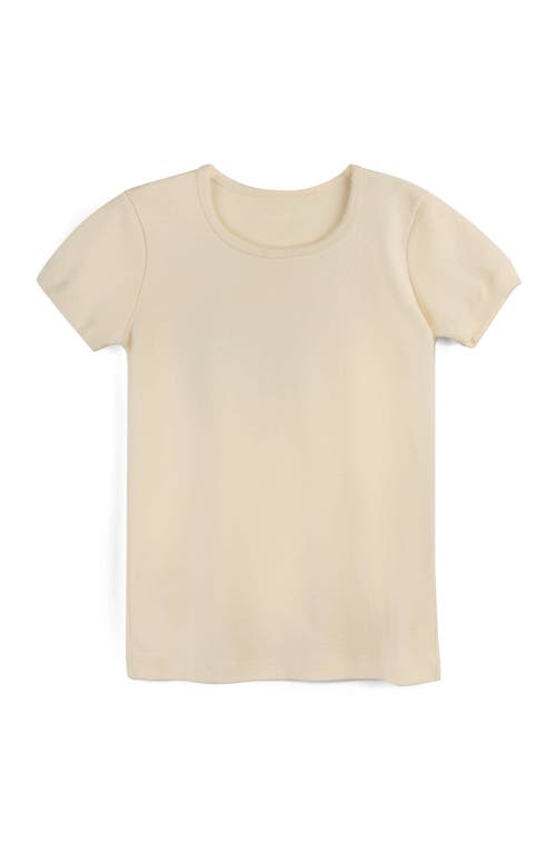 Mightly Organic Cotton Long Sleeve Ribbed Scoop Neck Tee In Ivory
