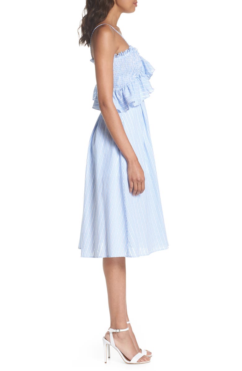 FIRST MONDAY Stripe Poplin Fit & Flare Dress, Alternate, color, 