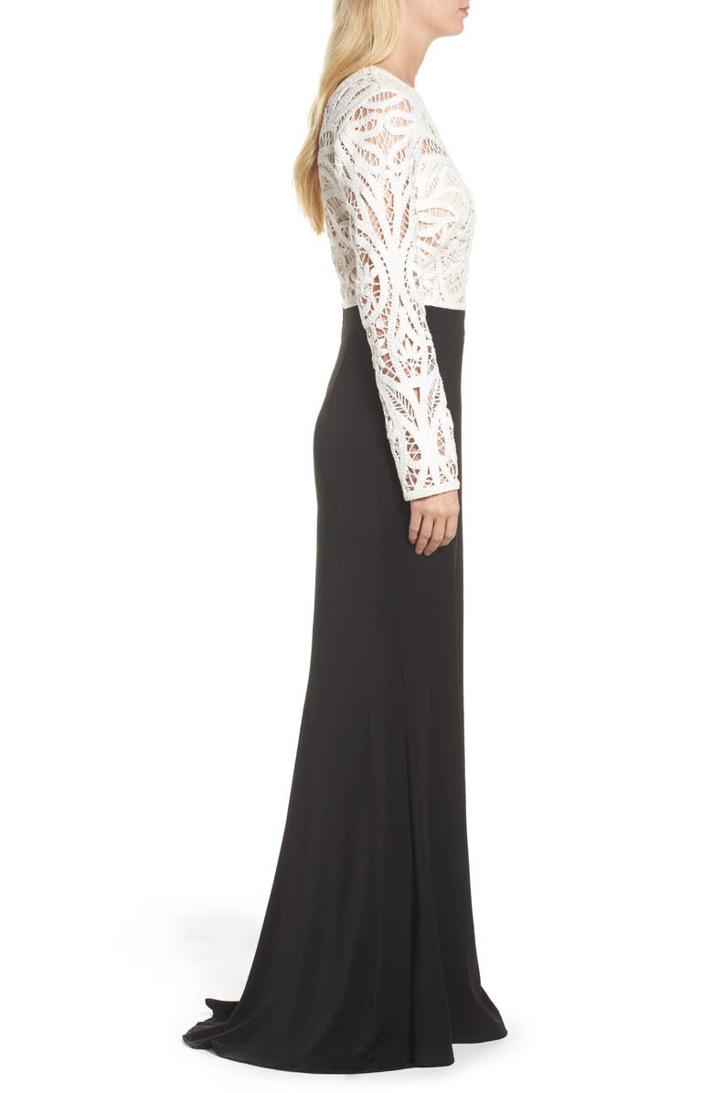 Tadashi Shoji Crochet Lace & Crepe Gown, Alternate, color, 