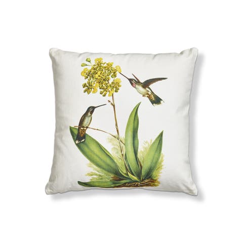 Hummingbird Yellow Flower Cotton Decorative Throw Pillow