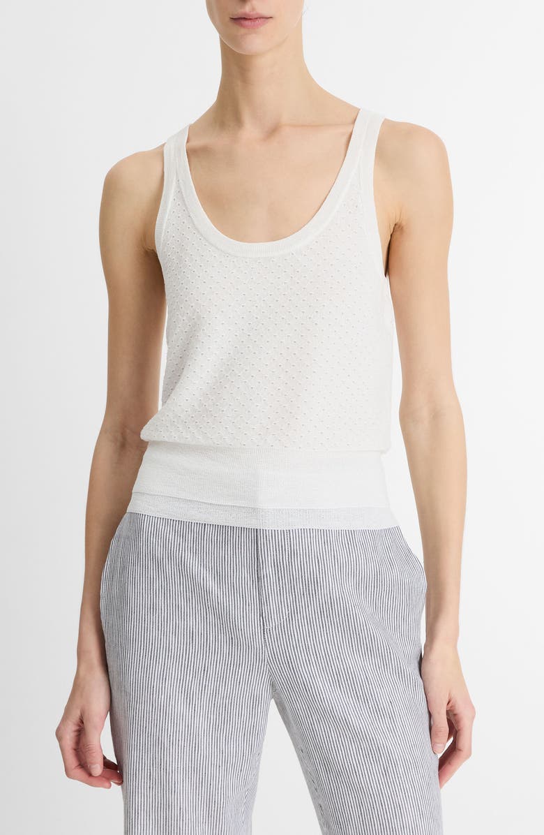 Vince Double Layer Mesh Sweater Tank, Main, color, Optic White