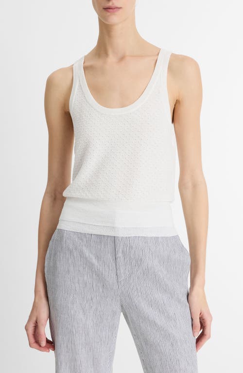 Vince Double Layer Mesh Sweater Tank In Optic White