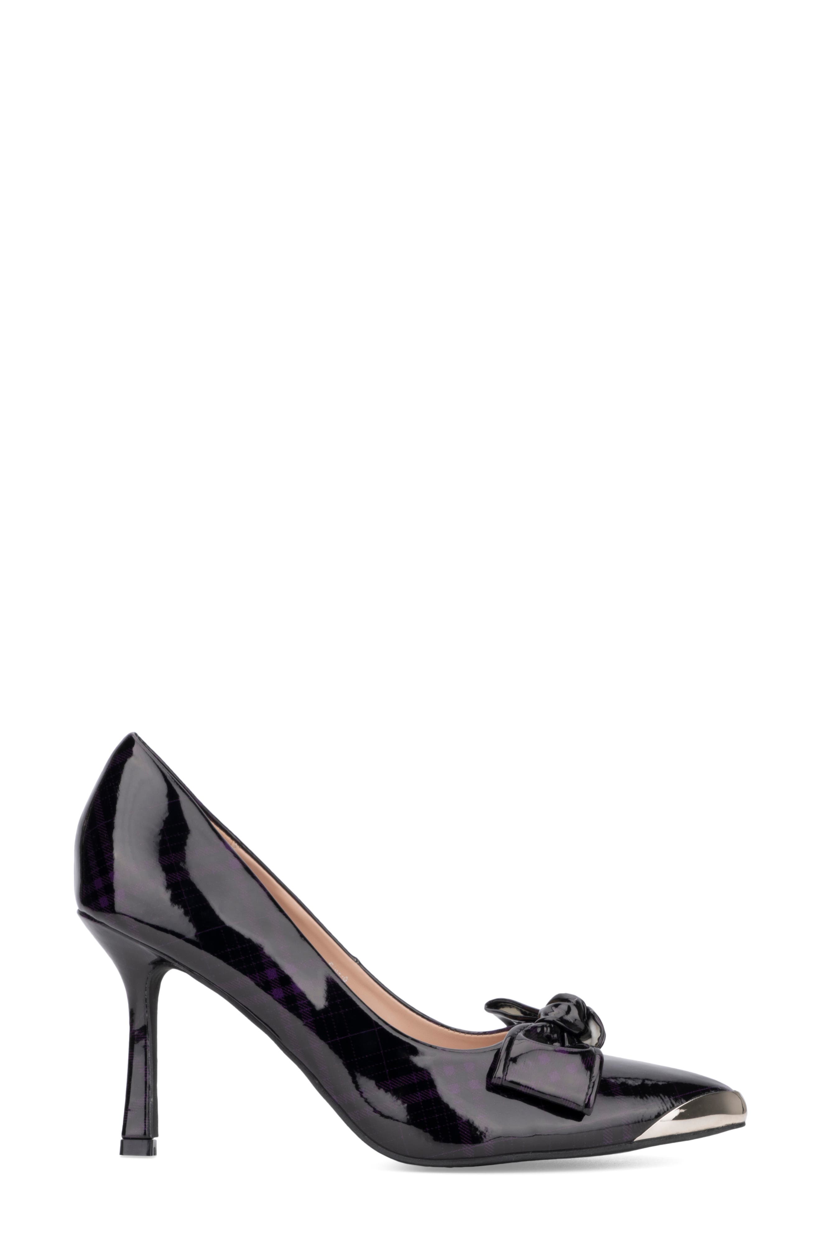 NEW YORK AND COMPANY Wendy Metal Accent Bow Pump, Alternate, color, Purple