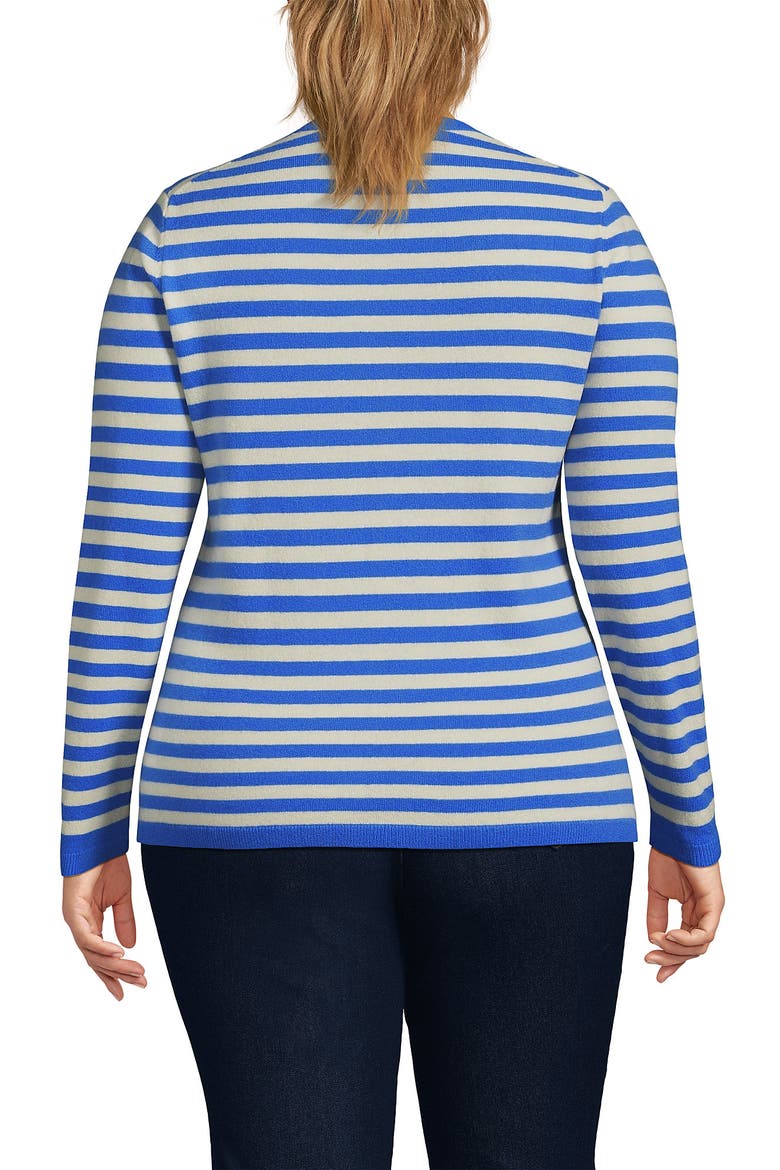 Cashmere Cardigan Sweater, Alternate, color, Muted Cobalt/Ivory Breton