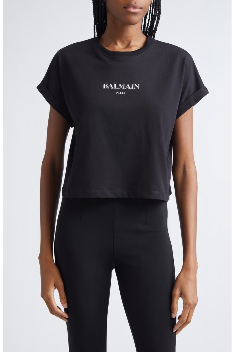 Logo Crop Graphic T-Shirt, Main, color, BLACK/ WHITE