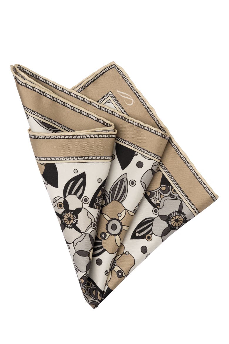 Martino - Silk Pocket Square for Men, Alternate, color, Sand