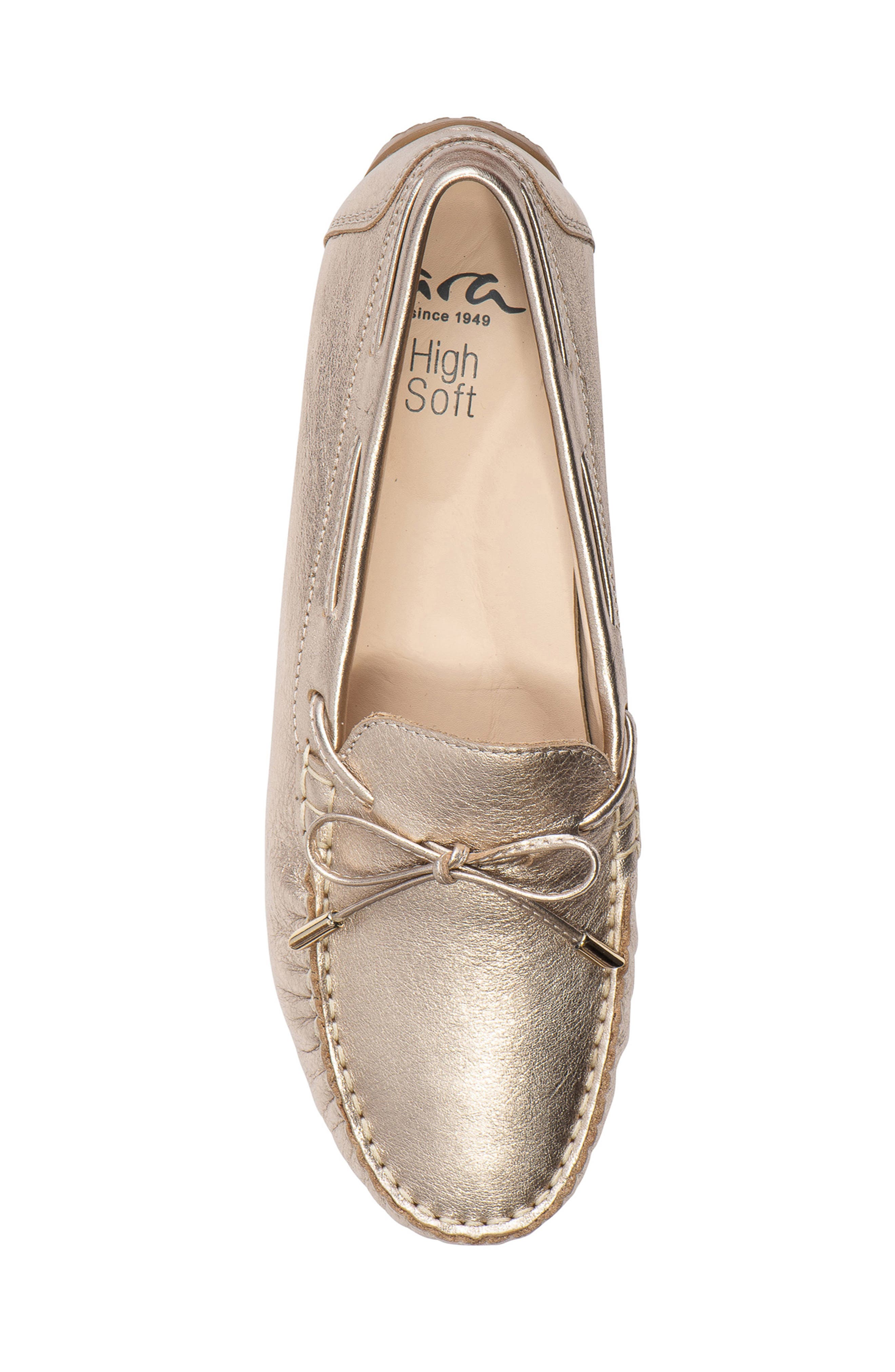 Amarillo Leather Driving Shoe, Alternate, color, PLATINUM METALLIC LEATHER