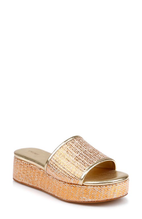 L Agence L'agence Inaya Platform Sandal In Gold Rafia