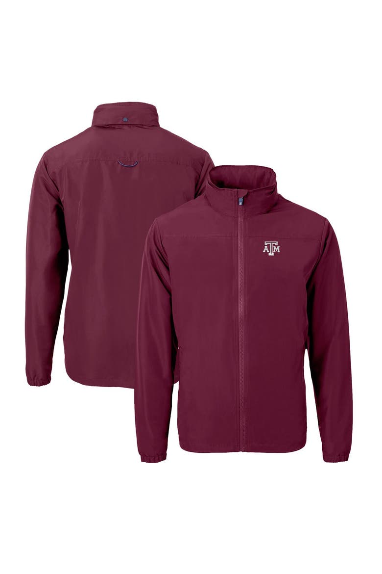 Men's Cutter & Buck Maroon Texas A&M Aggies Charter Eco Recycled Full-Zip Jacket, Main, color, Maroon