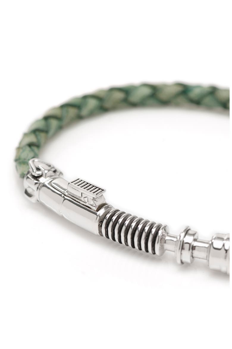 Men's Luke Skywalker Lightsaber Braided Leather Bracelet, Alternate, color, GREEN