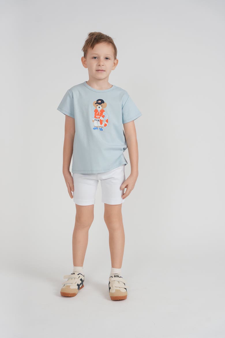 Cotton Short Sleeve Bear Print Tshirt, Alternate, color, Blue