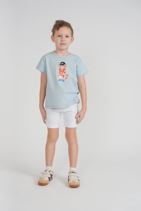 Boys Bear Print Cotton T-Shirt
