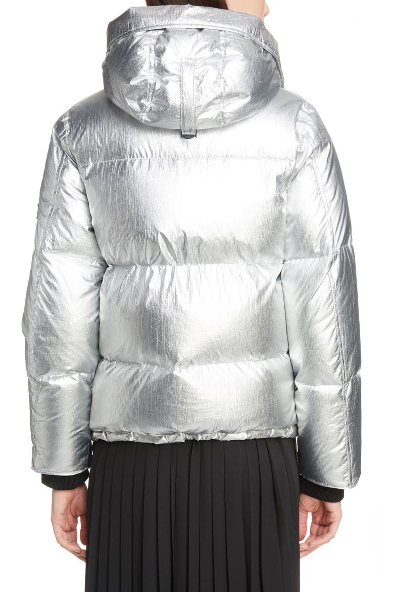 Metallic Down Puffer Coat, Alternate, color, SILVER
