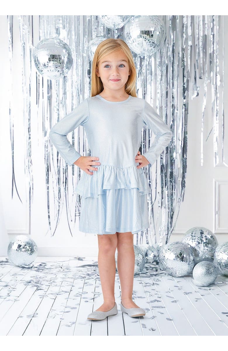 Isobella & Chloe Sparkle and Spin Blue Dress, Alternate, color, Blue