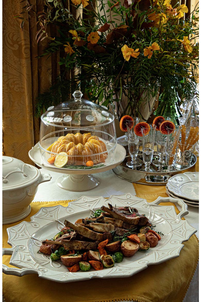 Jardins du Monde Ceramic Turkey Platter, Alternate, color, WHITE