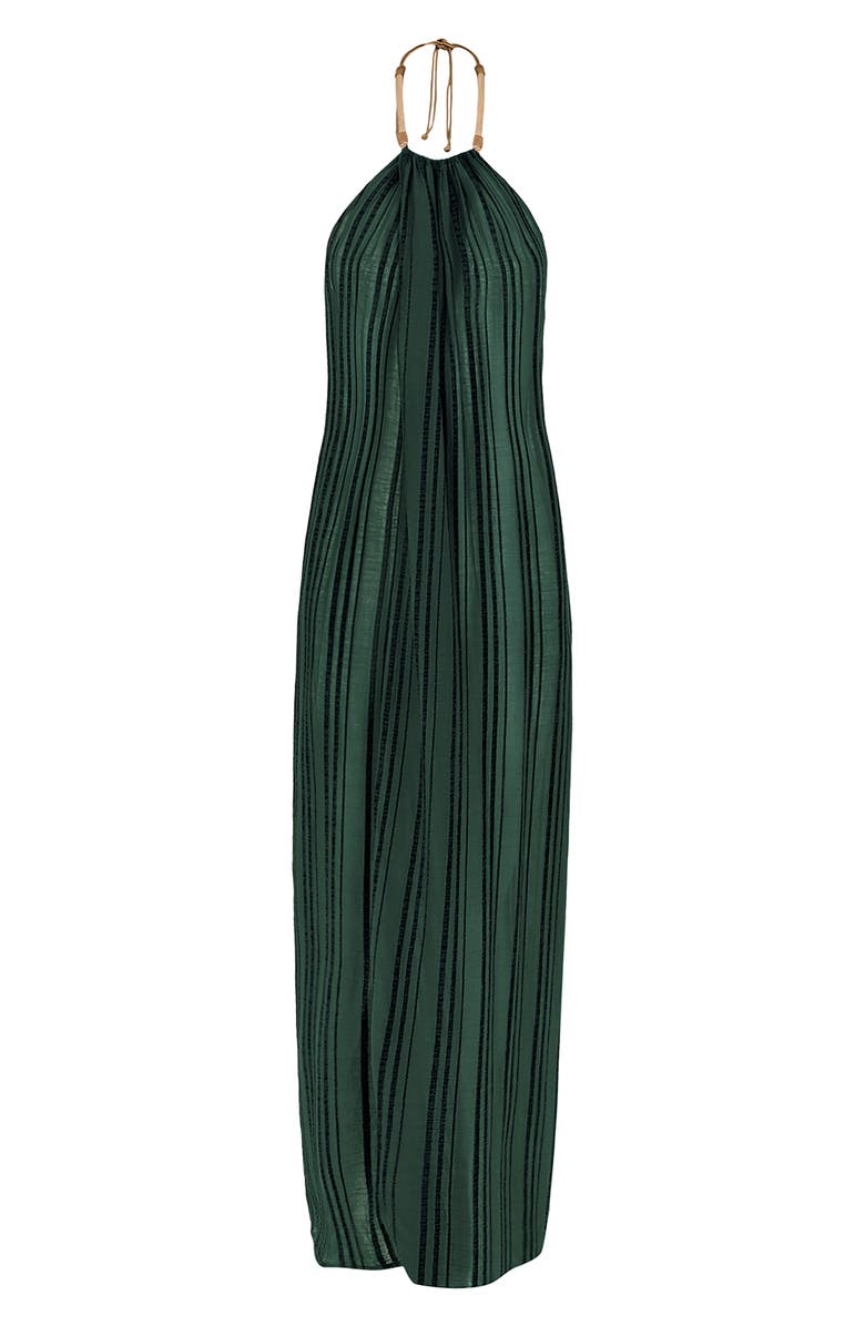 ViX Paula Hermanny Cloe Stripe Halter Semisheer Cover-Up Dress, Alternate, color, Green