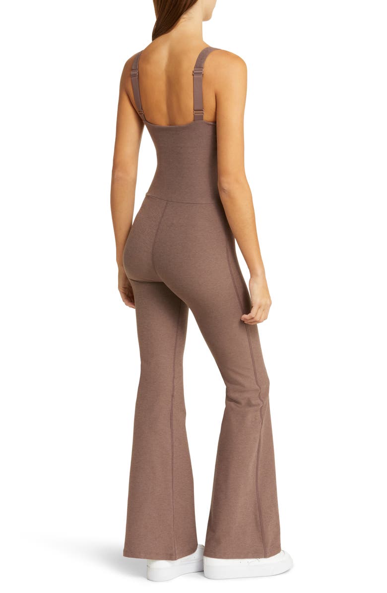 Beyond Yoga Hit the Scene Space Dye Flare Jumpsuit, Alternate, color, Truffle Heather