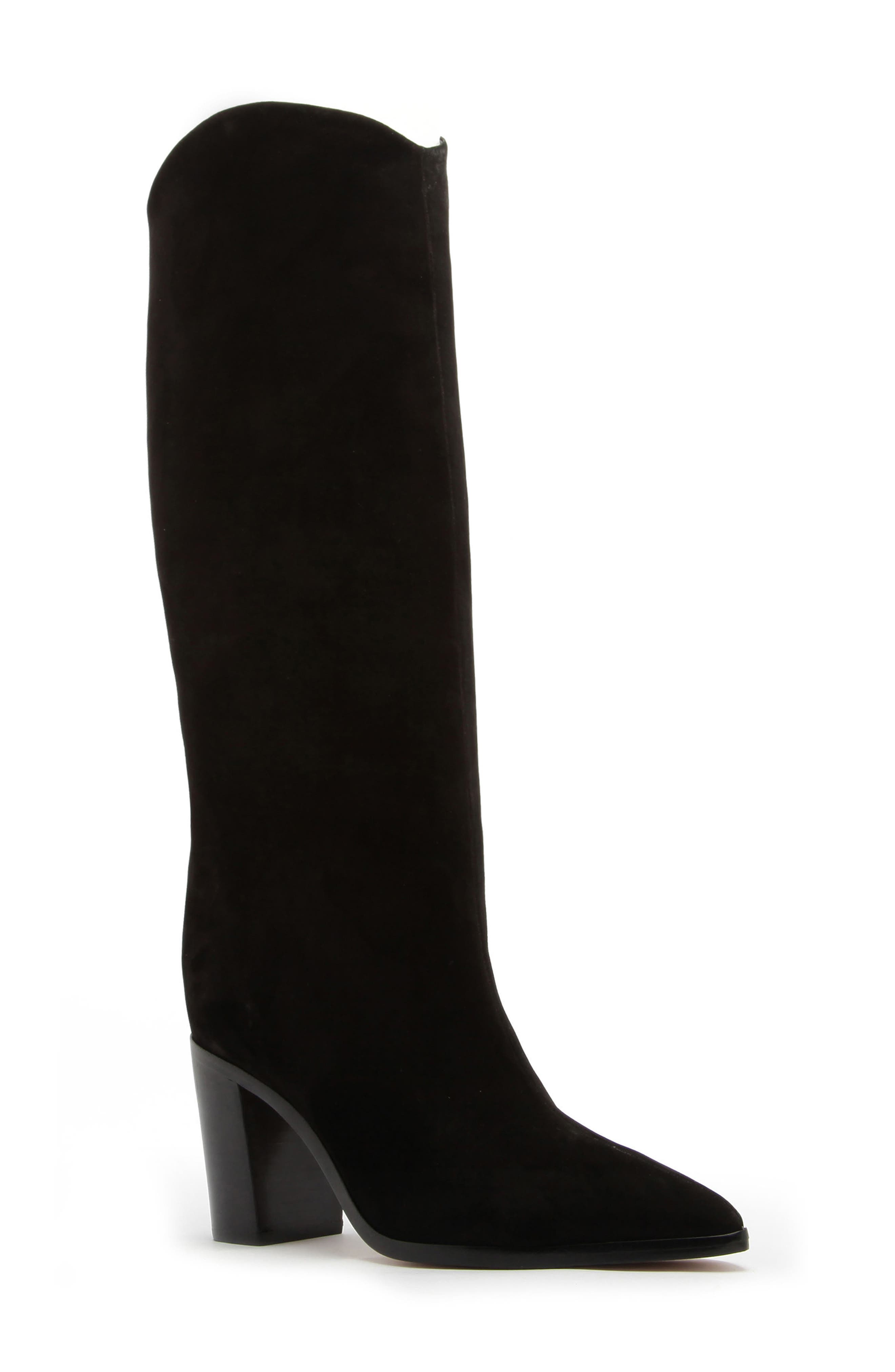 Schutz Maryana Pointed Toe Block Heel Knee High Boot, Main, color, 