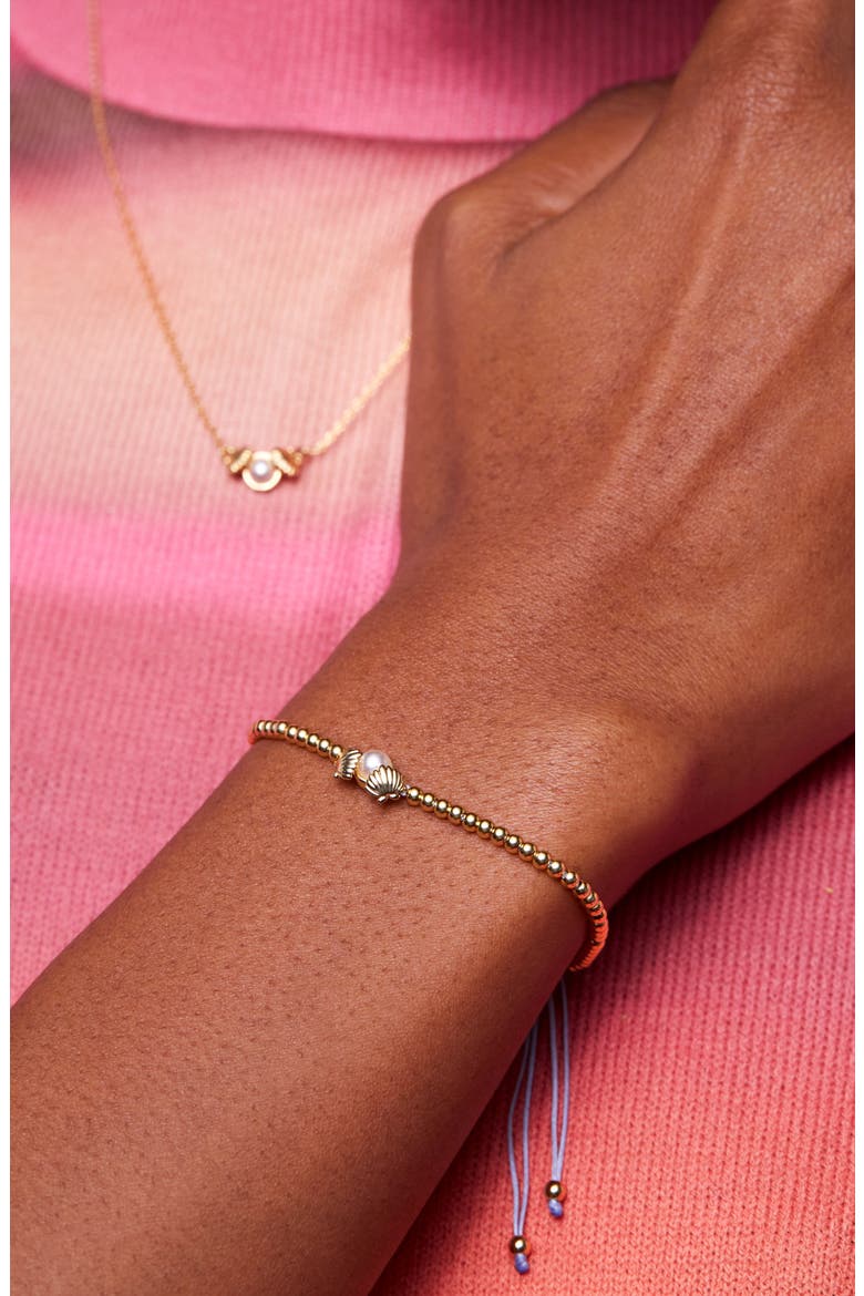 Scallops & Faux Pearl Bracelet, Alternate, color, GOLD