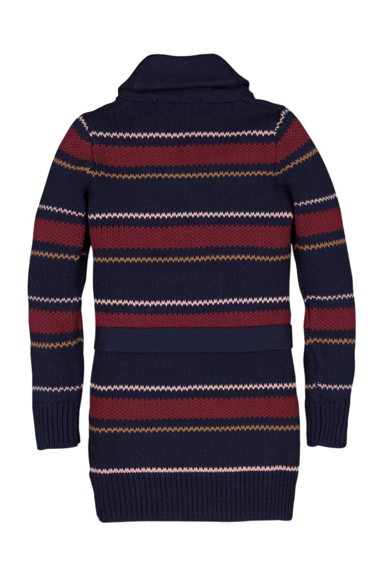 Baby Girls' Shawl Collar Cardigan with Waist Tie, Infant, Alternate, color, Navy and Berry Multi Stripe