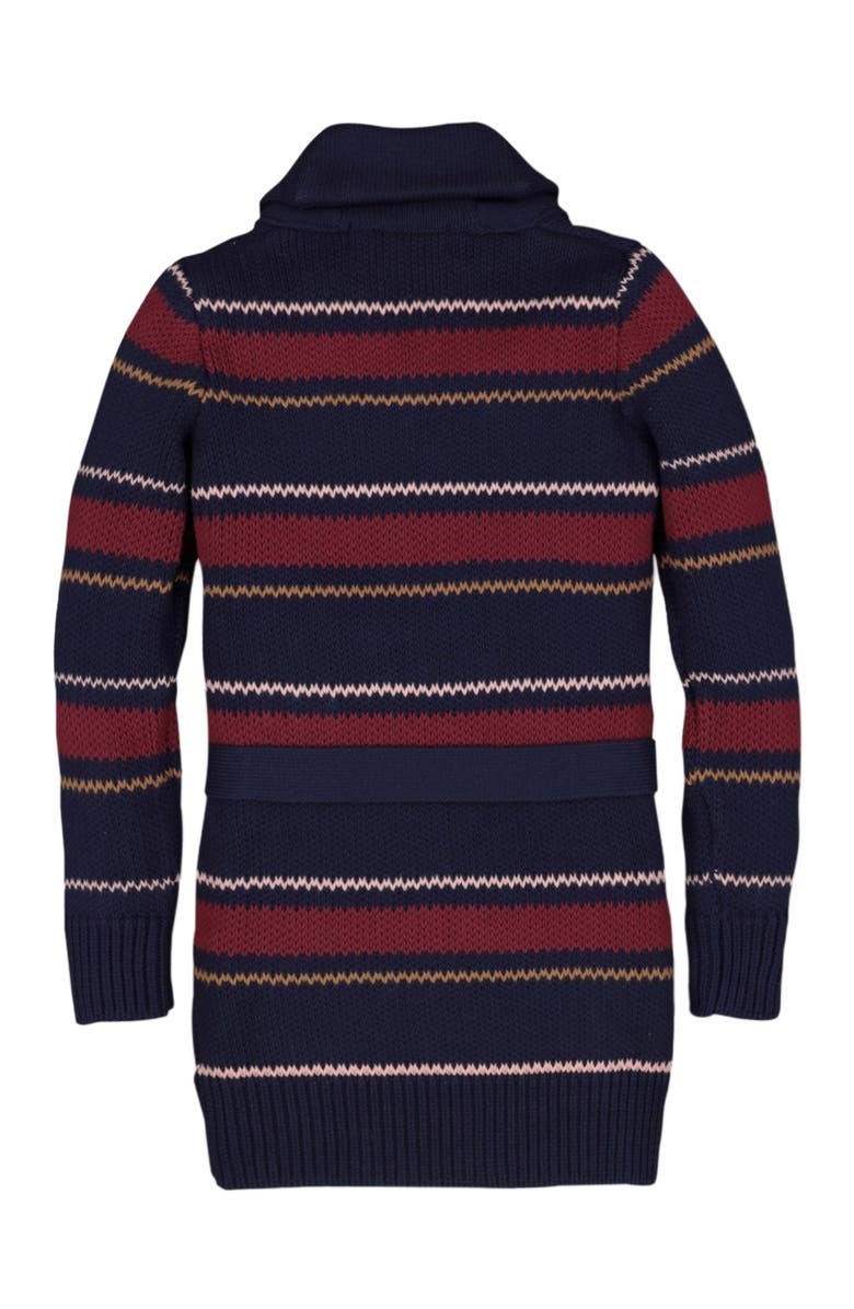 Hope & Henry Girls' Shawl Collar Cardigan with Waist Tie, Kids, Alternate, color, Navy And Berry Multi Stripe