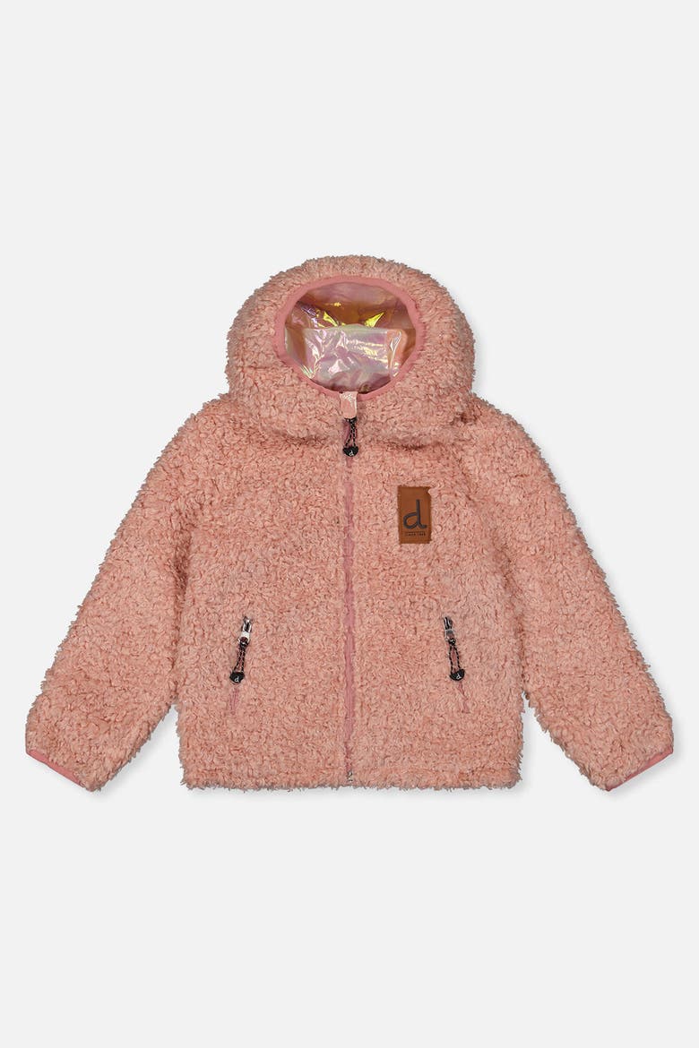 Fleece Reversible Mid-Season Hooded Jacket, Alternate, color, Pink