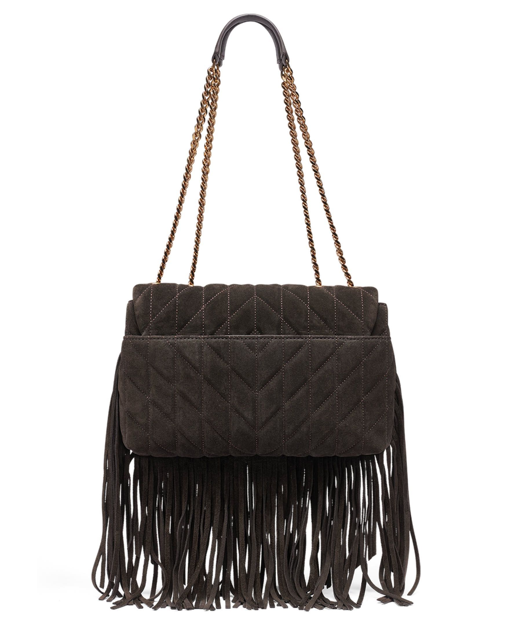 Lafayette Suede Fringe Shoulder Bag, Alternate, color, Fudge