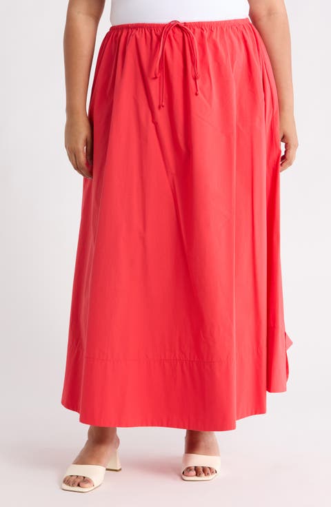 Cotton Poplin Maxi Skirt (Plus)