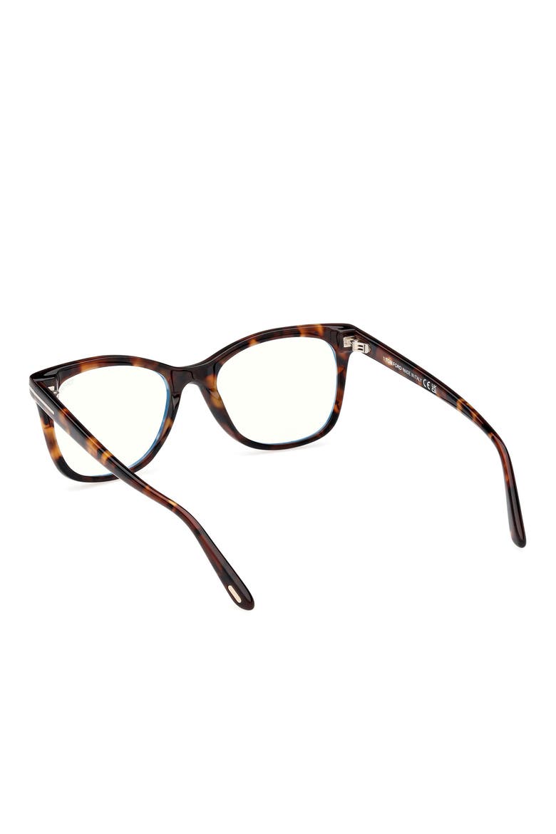 52mm Square Blue Light Blocking Glasses, Alternate, color, HAVANA ECO / T LOGO