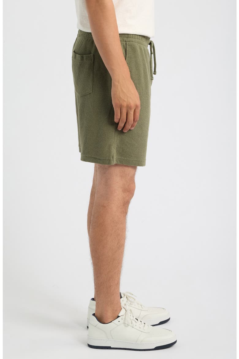 6-Inch Textured Pointelle Drawstring Shorts, Alternate, color, CRUISE OLIVE