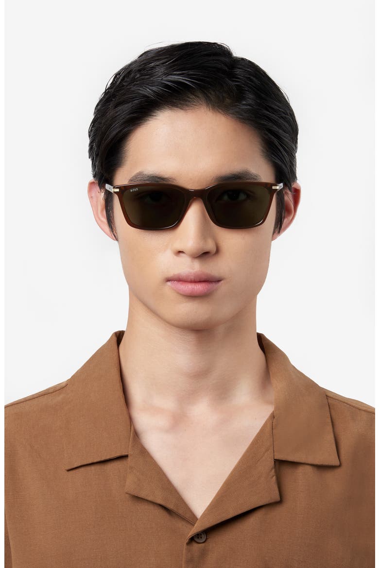 56mm Square Sunglasses, Alternate, color, BROWN