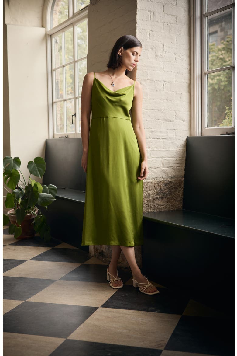 Housel Bay Satin Midi Slipdress, Alternate, color, DARK CITRON
