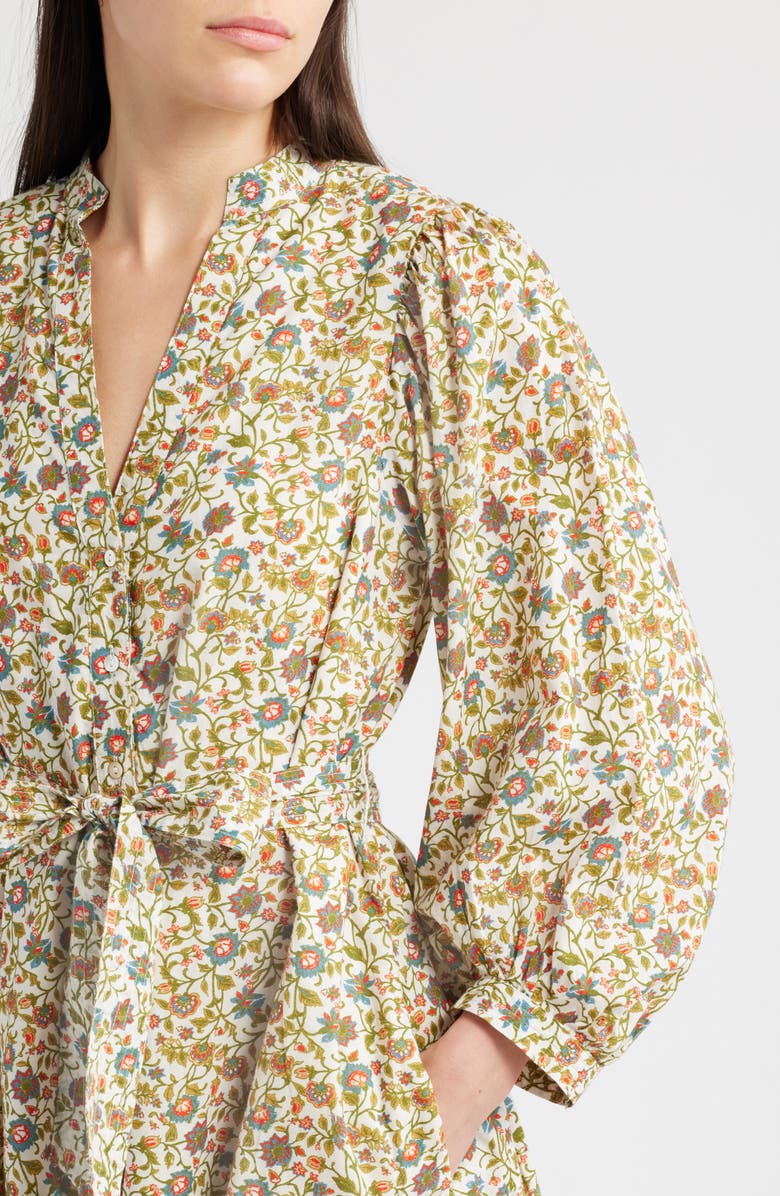 Cleobella Delilah Floral Long Sleeve Organic Cotton Mini Shirtdress, Alternate, color, 