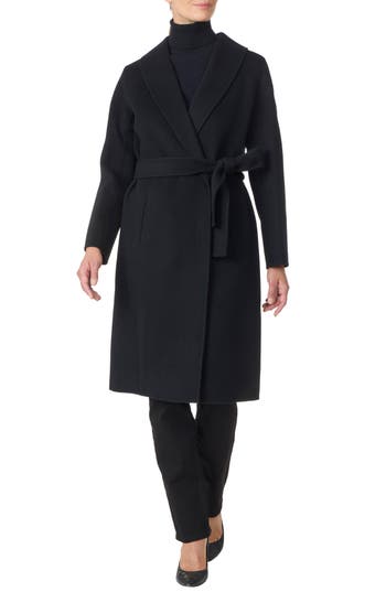 Bruno Magli Double Face Wool Blend Coat In Black